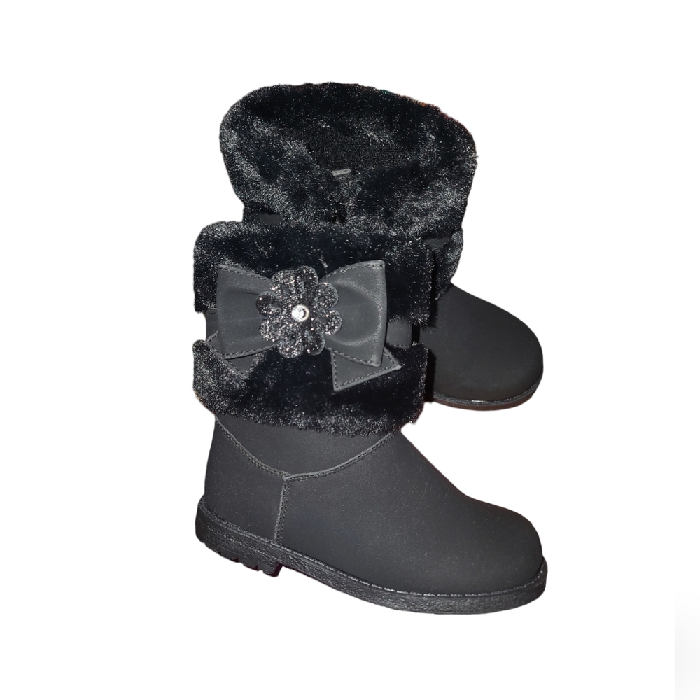 Rachel Shoes Toddler Girls Size 10 Harmoni Fur Faux Suede Boots in Black